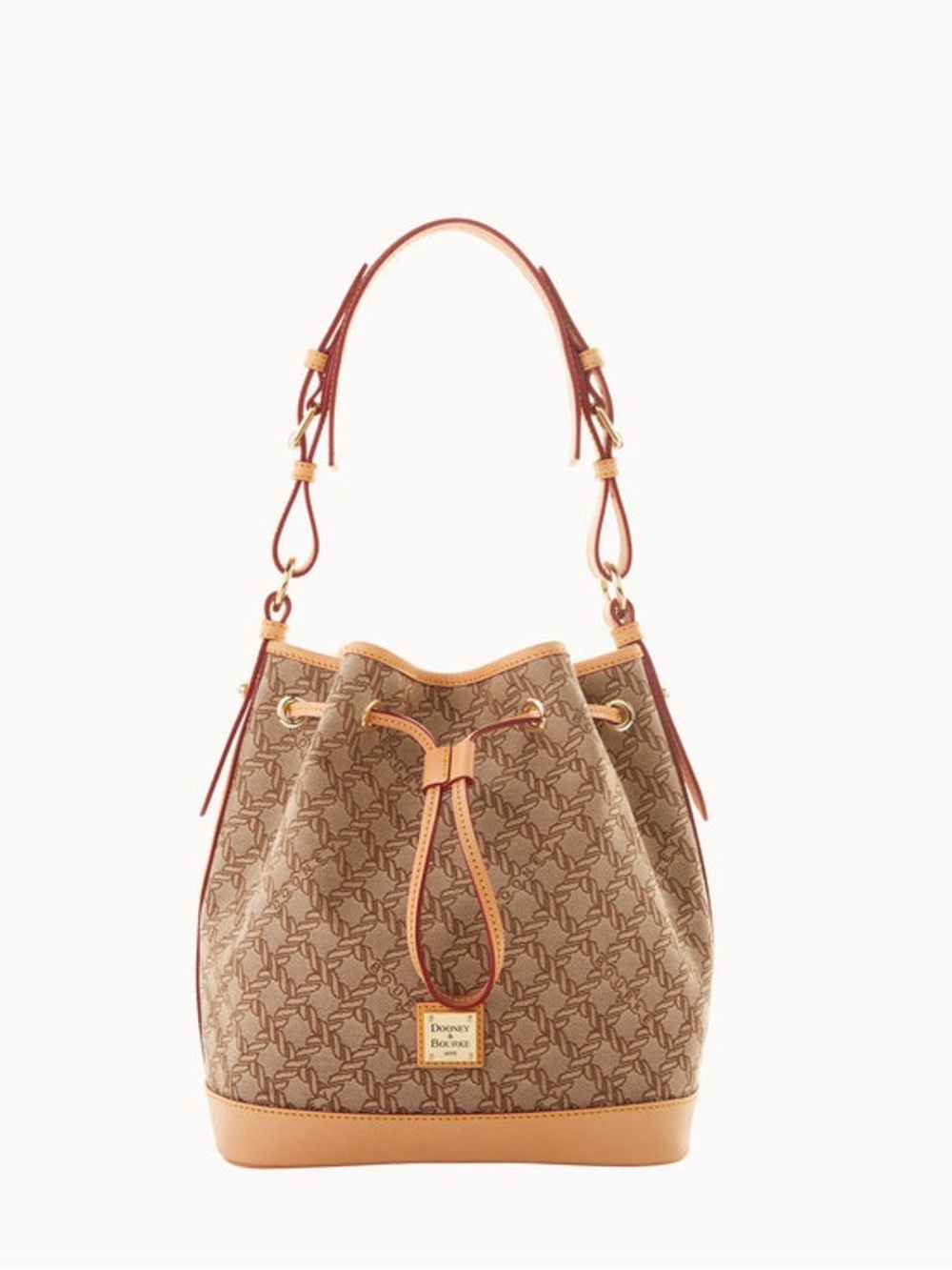 Dooney & Bourke Brown Tan Drawstring Bucket Shoulder Bag